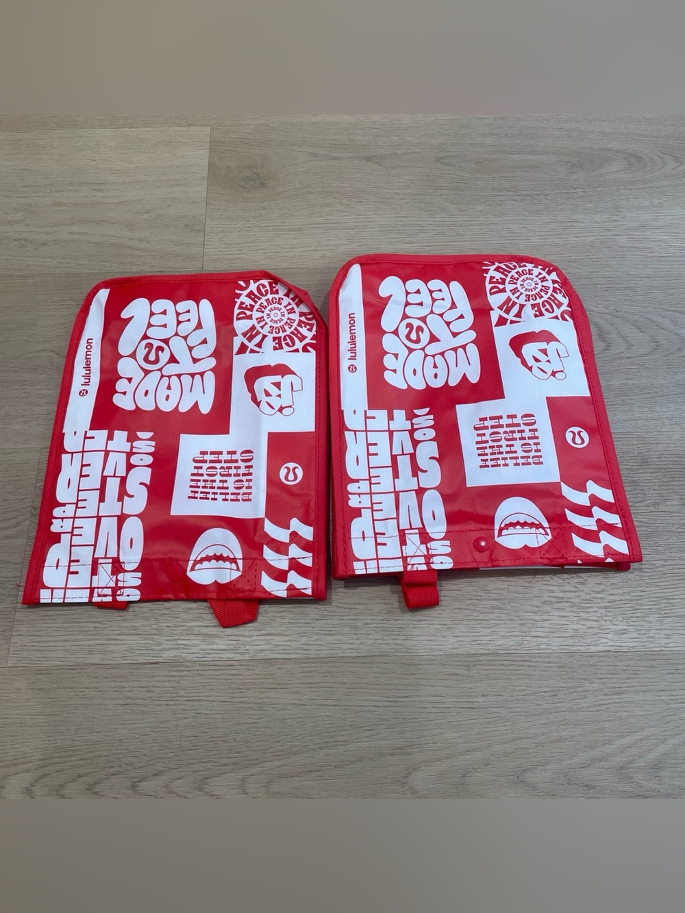 lululemon athletica Red and White Graphic bags